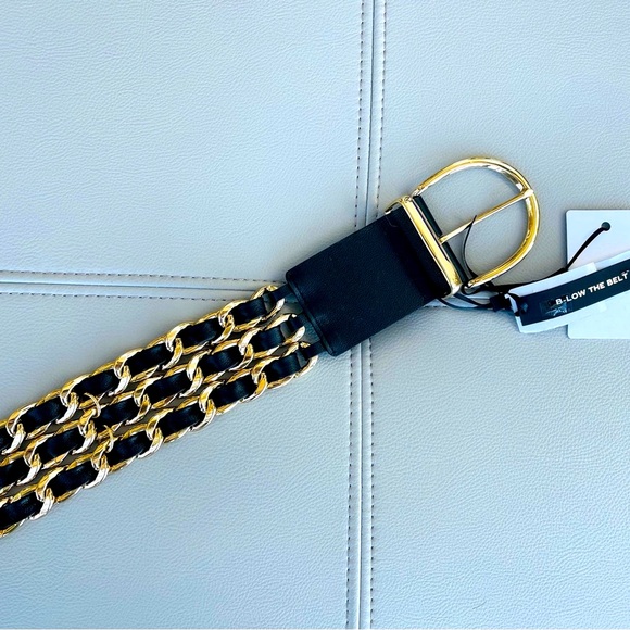 NWT! B-Low The Belt | Wide Leather Chain Belt in Black & Gold Size Small - Picture 16 of 16